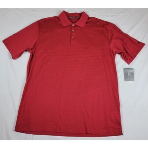 NWT Nike Tiger Woods Golf Polo Mens Large Red Textured Nike Fit Dry 267018 692